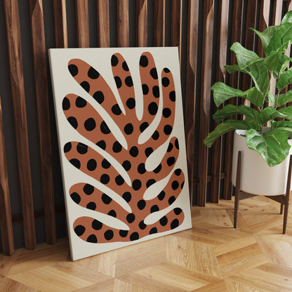 Brown Leaf with Dots Canvas Print