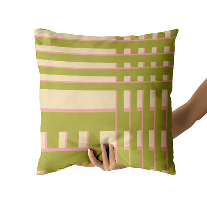 Green Retro Pattern Throw Pillow