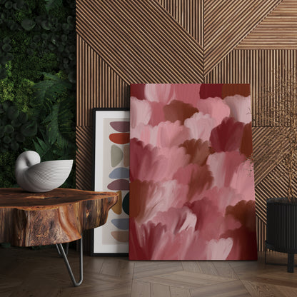 Pink Abstract Floral Painted Canvas Print