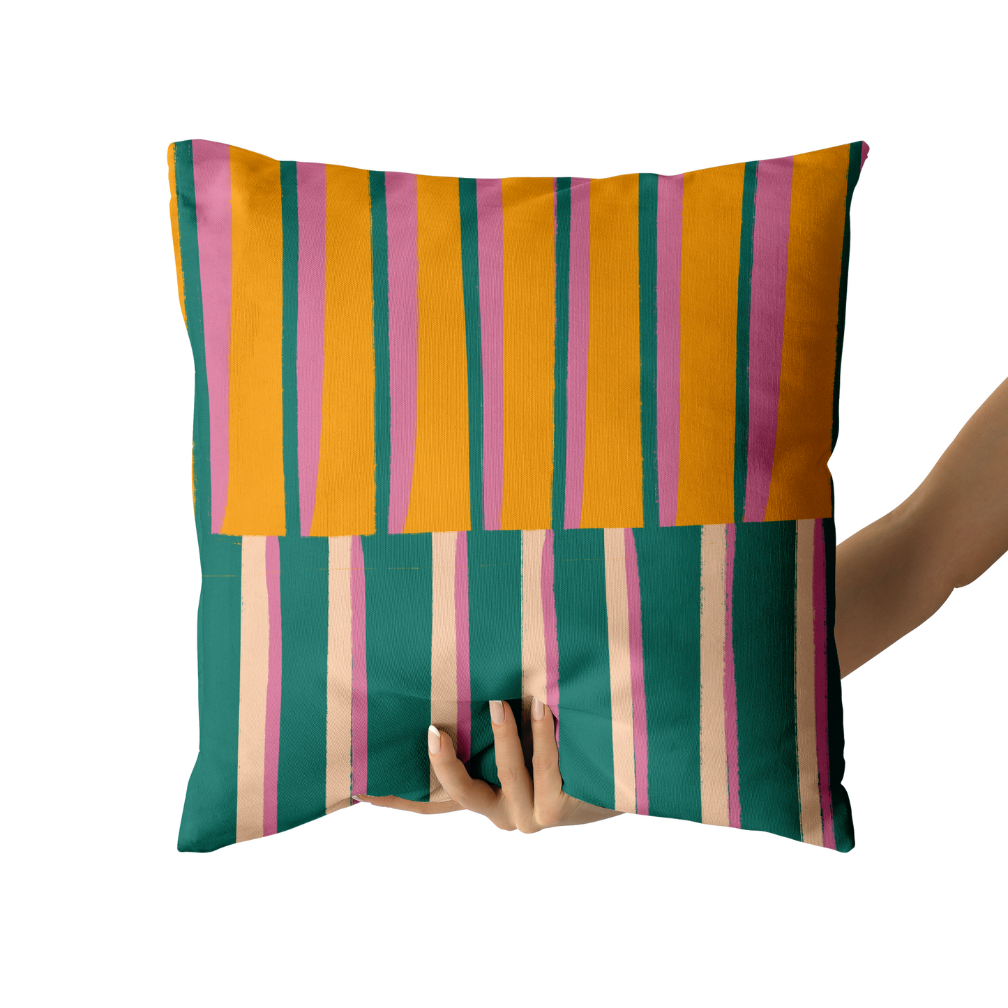 Retro Colorful Happy Striped Throw Pillow