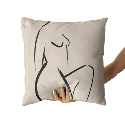 Line Art Woman Throw Pillow