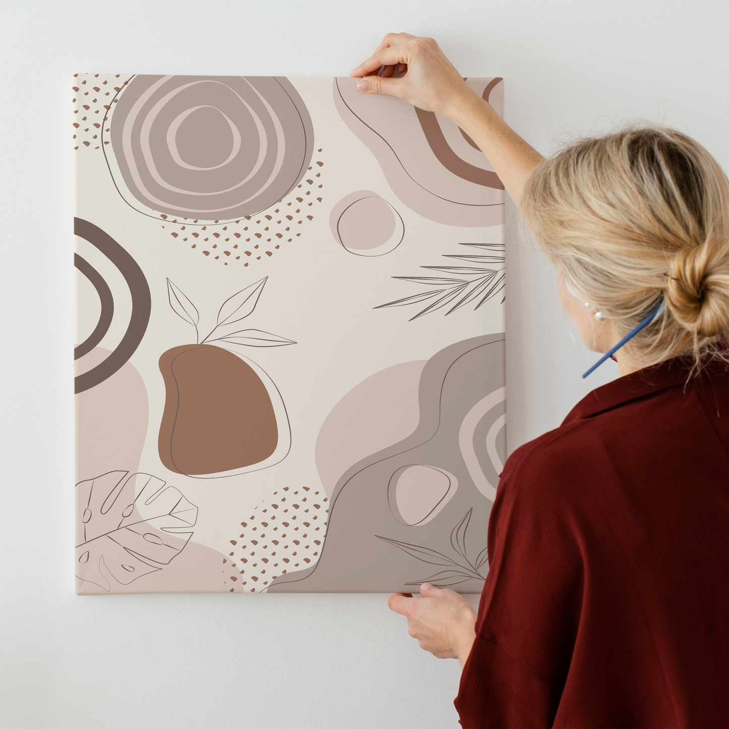 Modern Beige Abstract Wall Art Canvas Print