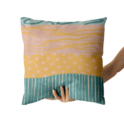 Aesthetic Retro Colorful Pattern Throw Pillow