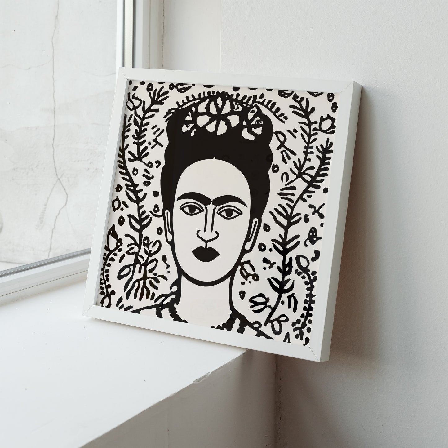 Frida Khalo Black and White Print