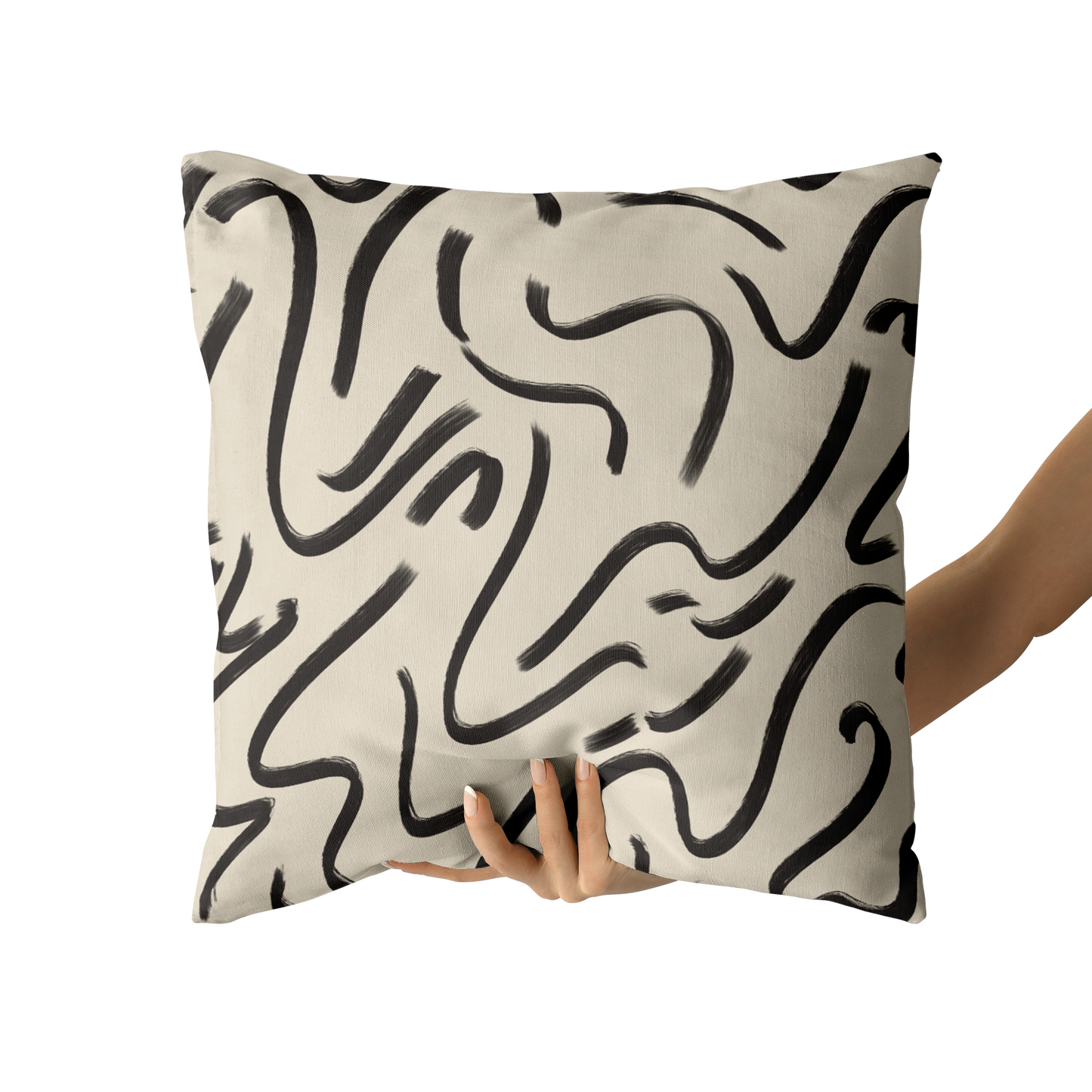Black Lines Abstract Style Throw Pillow