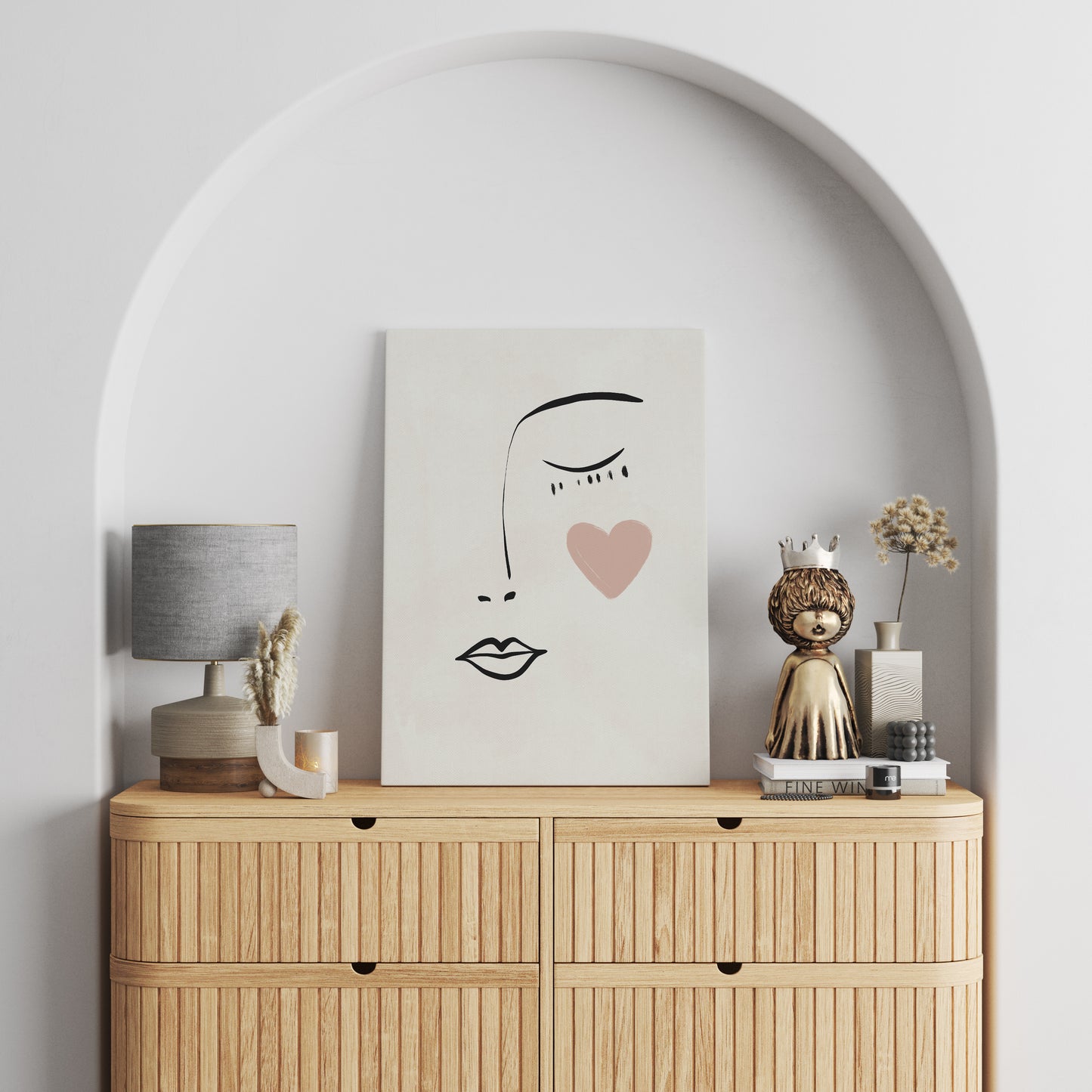 Painted Cute Woman Face Canvas Print