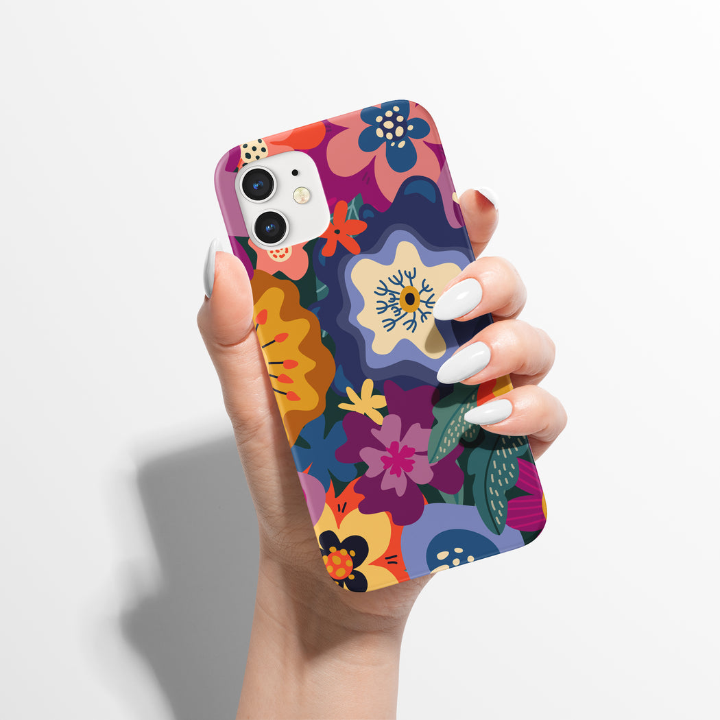 Retro Colorful Flowers iPhone Case