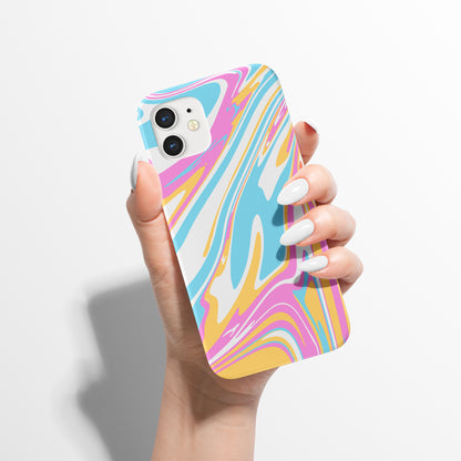 Pink and Blue Liquid Swirl iPhone Case