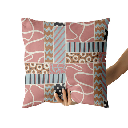 Pastel Boho Mid Century Modern Pattern Throw Pillow