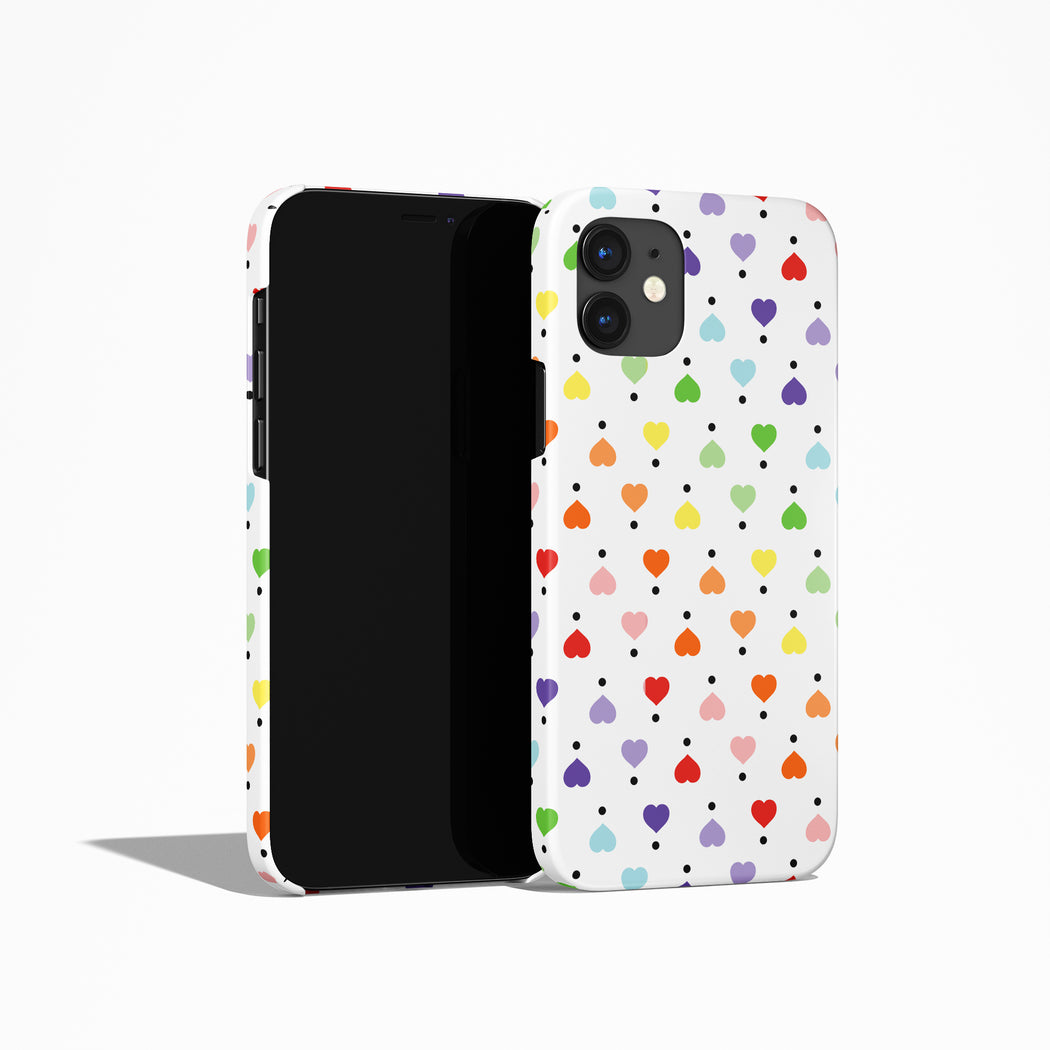 Colorful Rainbow Hearts Pattern iPhone Case