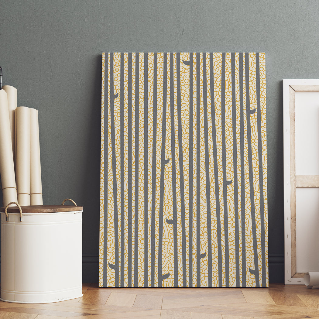 Yellow Grey Modern Abstract Print on Canvas
