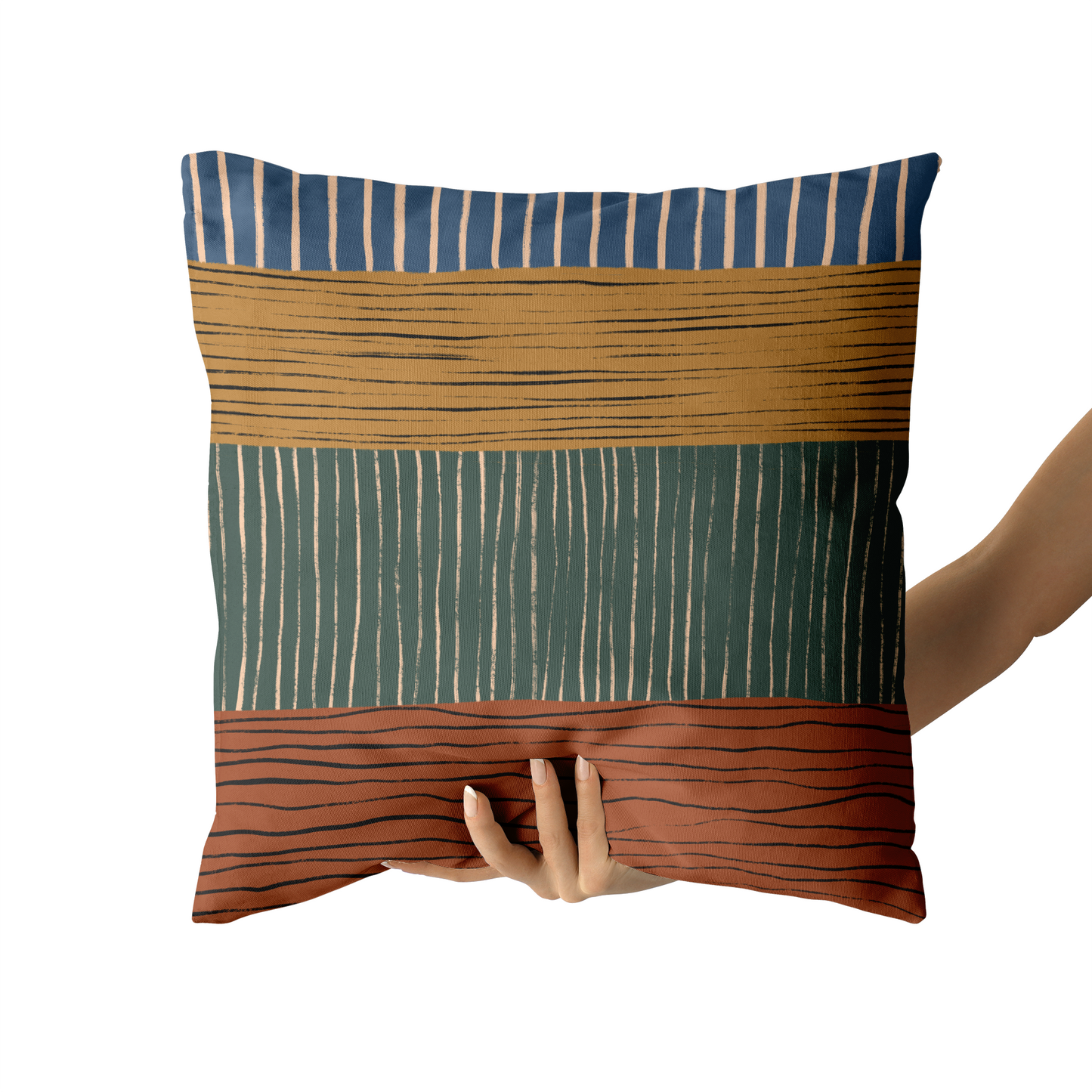Painted Colorful Striped Throw Pillow