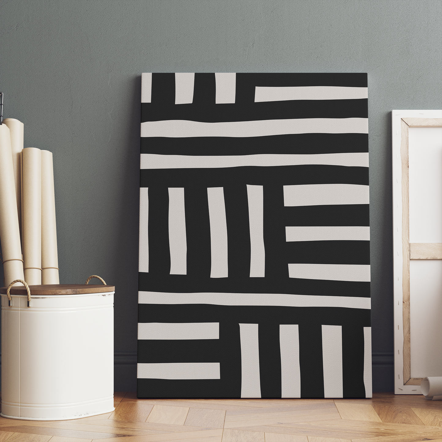 Black and White Abstract Wall Art Canvas Print