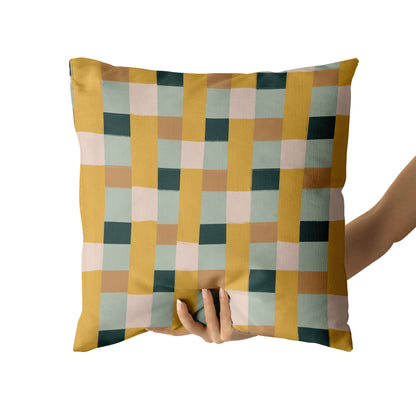 Retro Checkered Farmhouse Pattern Throw Pillow