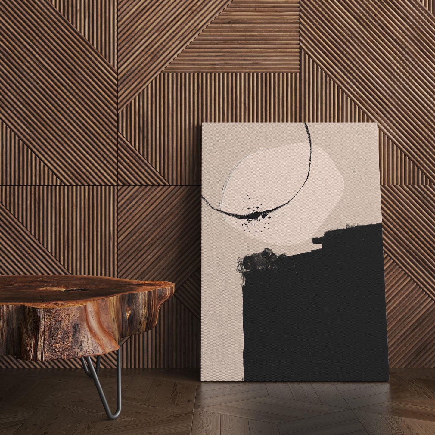 Black Brush Modern Abstract Canvas Print