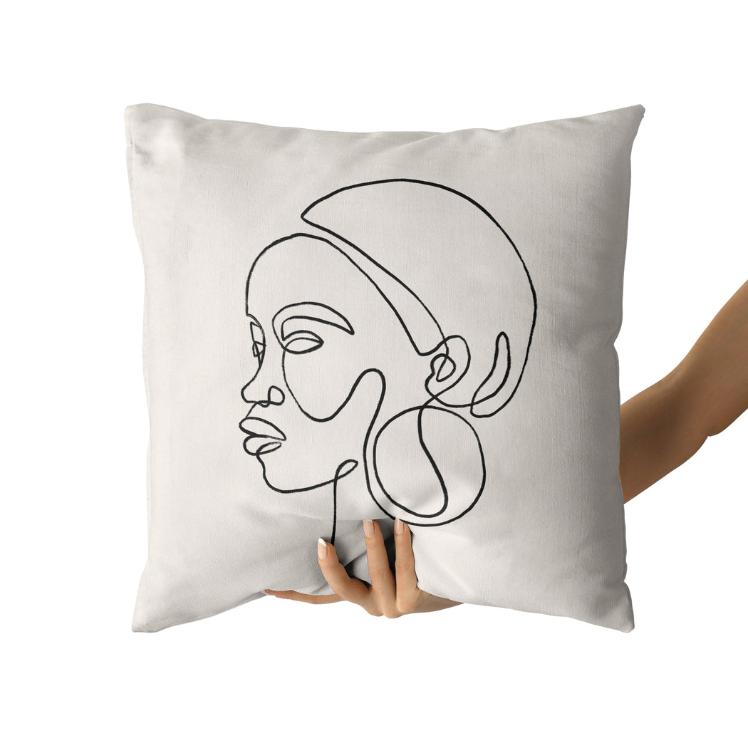 Line Art Face Pillow