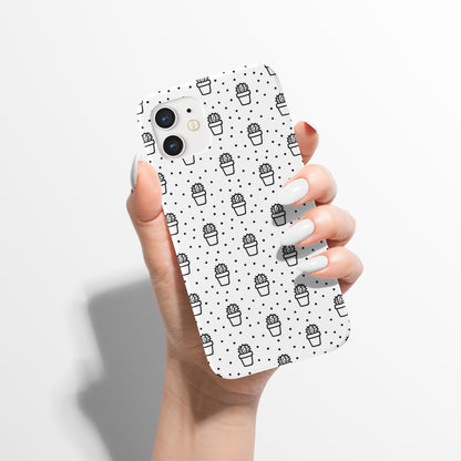 Black and White Tiny Cactus iPhone Case