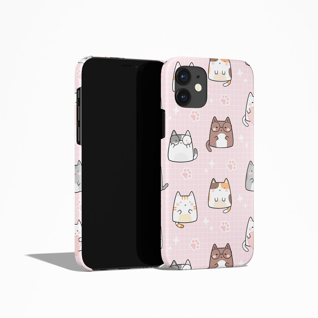 Sweet Kawaii Pink Cat Pattern iPhone Case