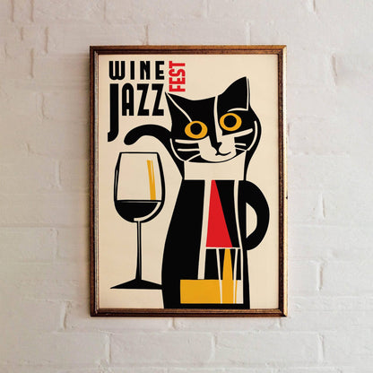 Wine and Jazz Festival Cat Poster - HypeSheriff