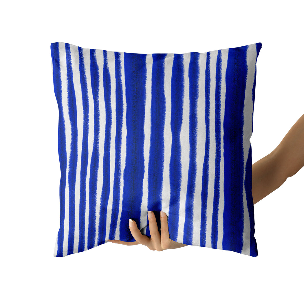 Greek Blue and White Striped Pillow