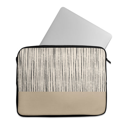 Beige Minimalist Striped Art - Laptop Sleeve