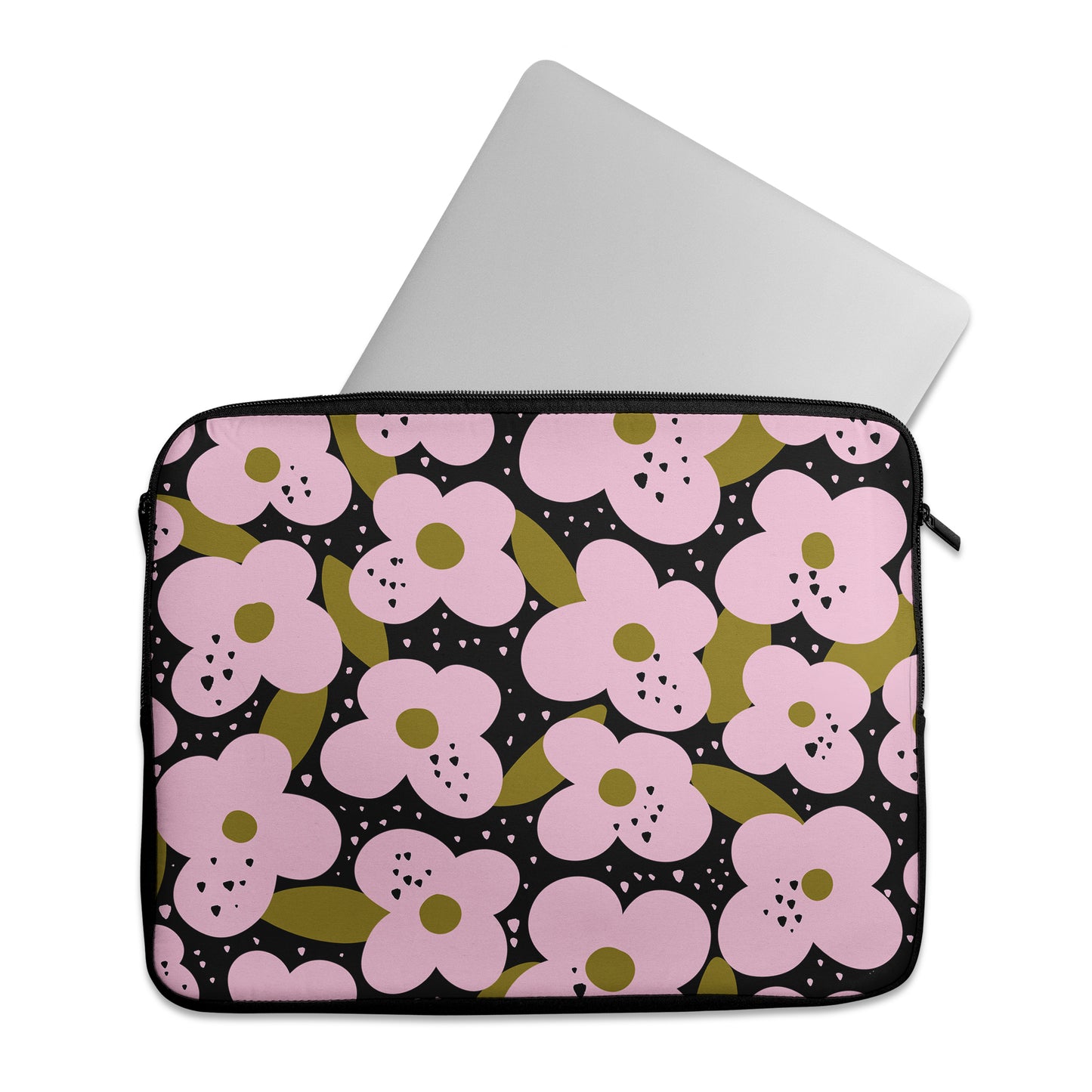 Retro Pink Flowers Pattern- Laptop Sleeve