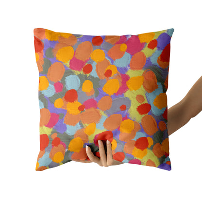 Colorful Hand Painted Abstract Throw Pillow