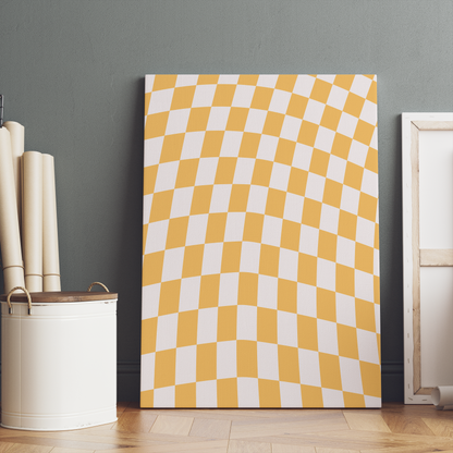 Retro Yellow Checkboard 60s Canvas Print