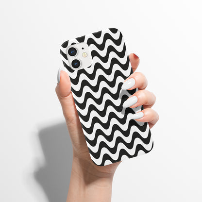 Black and White Wavy Abstract iPhone Case