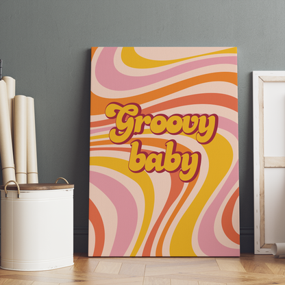 Colorful Retro Groovy Baby Canvas Print
