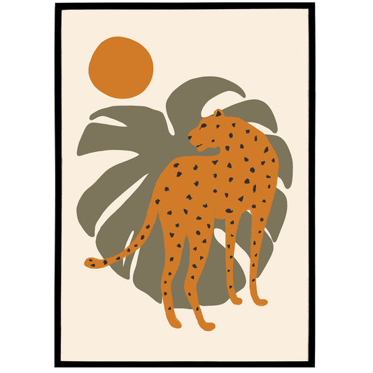 Cheetah & Monstera Illustration Print