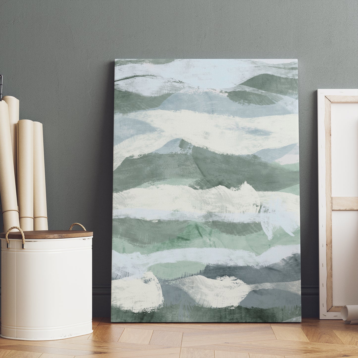 Wavy Sea Painted Abstract Canvas Print