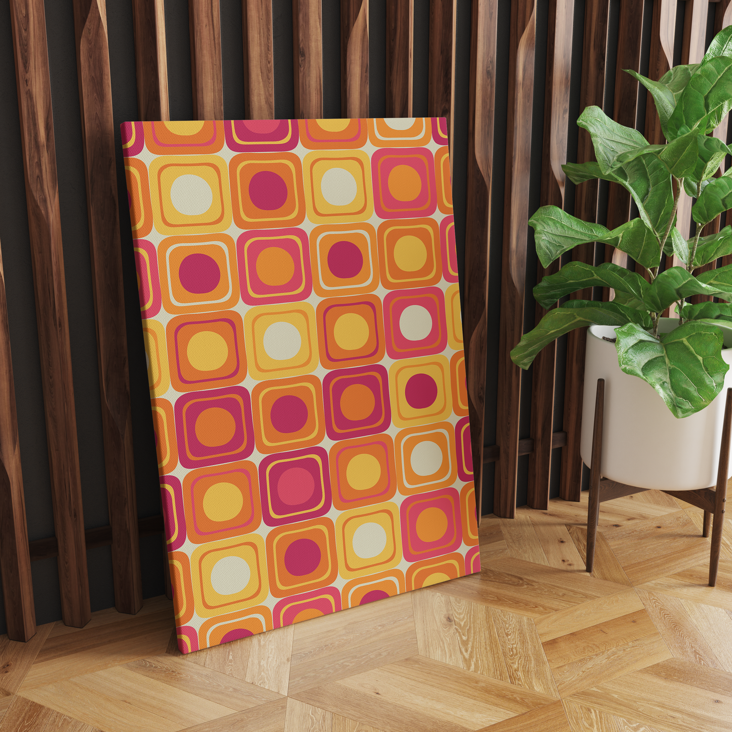 Retro 60s Colorful Artistic Pattern Canvas Print