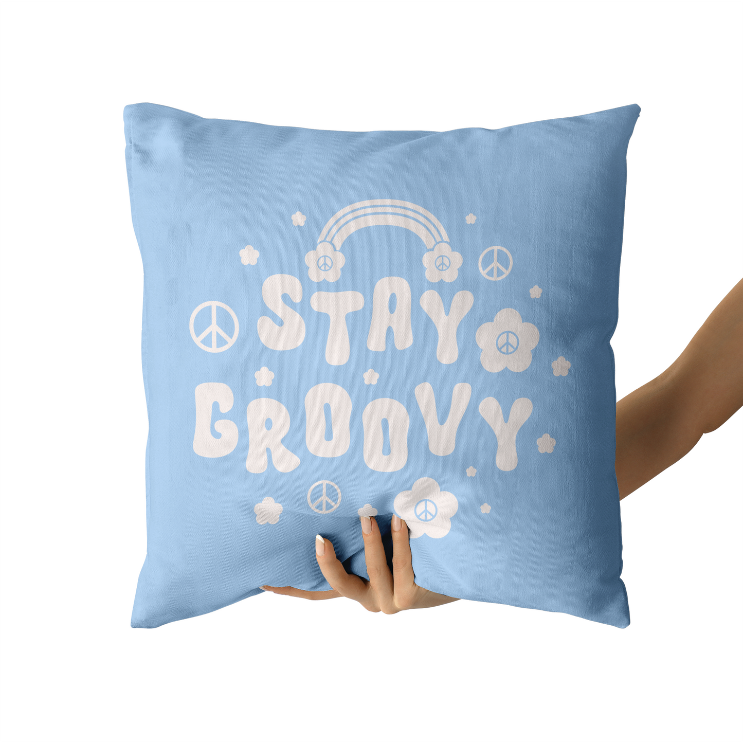 Baby Blue Stay Groovy Throw Pillow