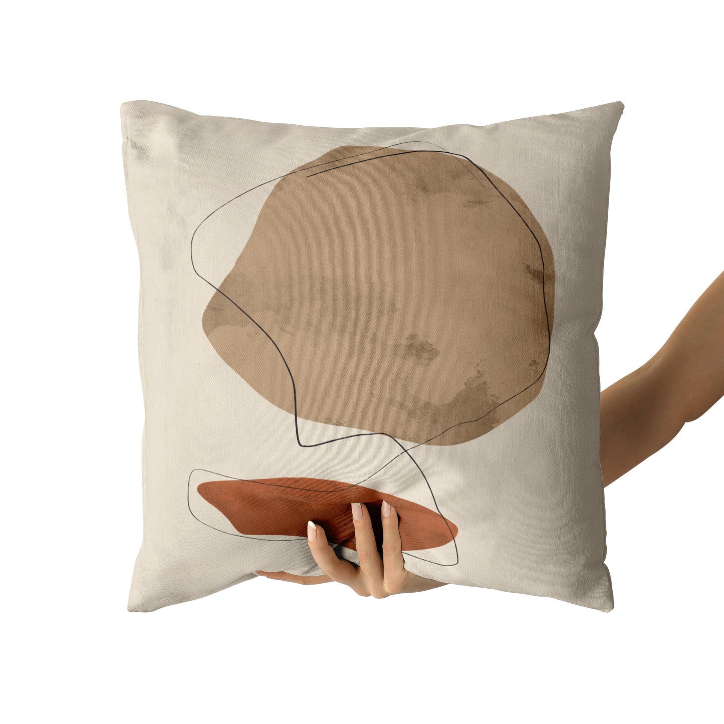 Minimalist Painted Japandi Shapes Throw Pillow