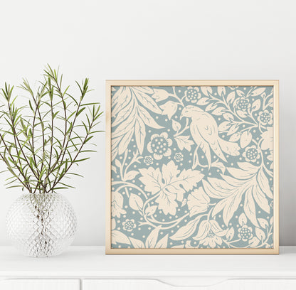 Light Blue Retro Floral Square Print