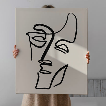 Picasso Face Line Art Canvas Print