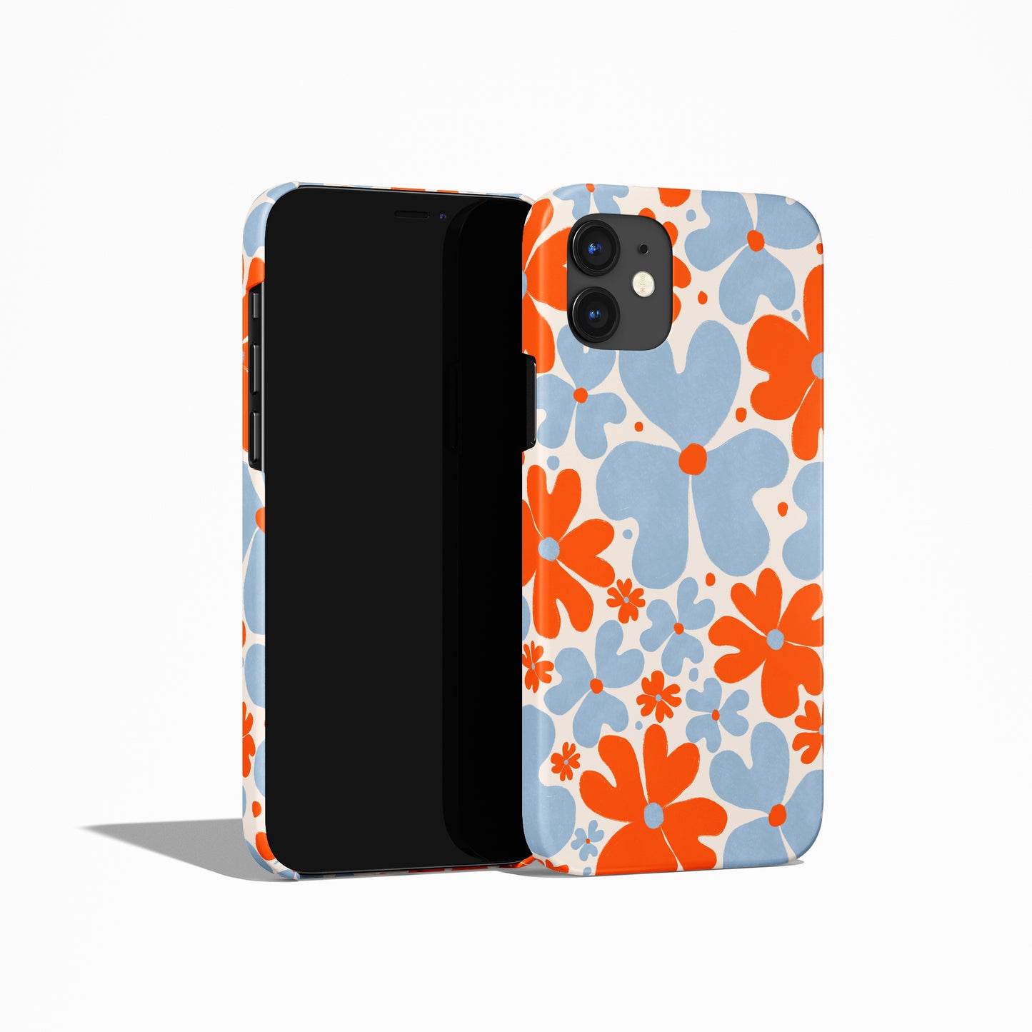 Blue and Orange Floral Art iPhone Case