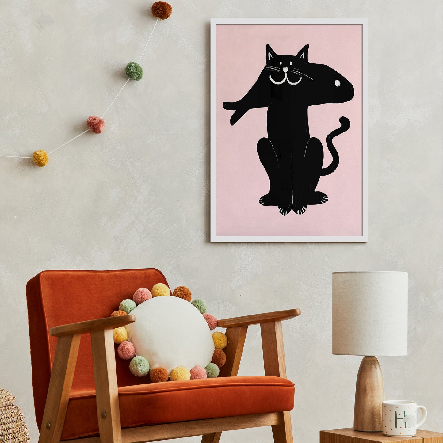 Cat & Fish Funny Poster Print