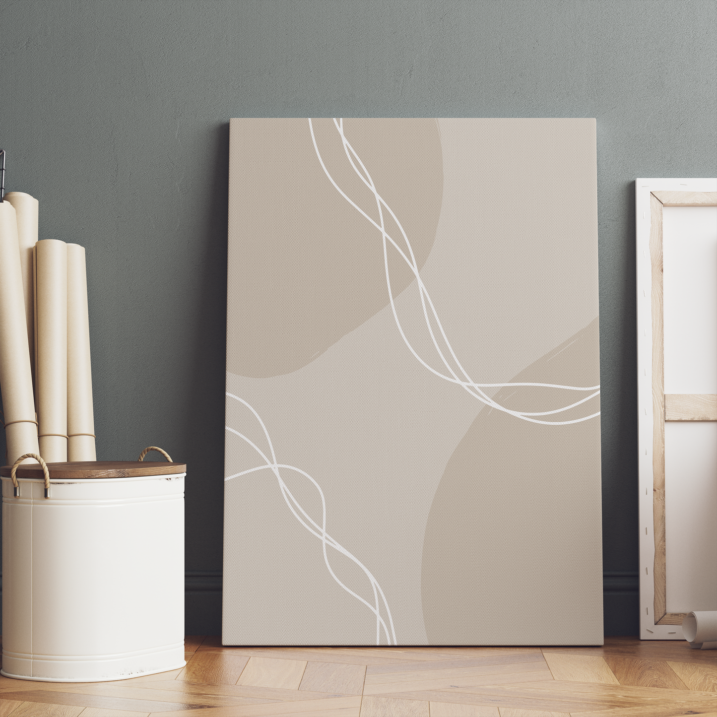 Beige Shapes Modern Canvas Print