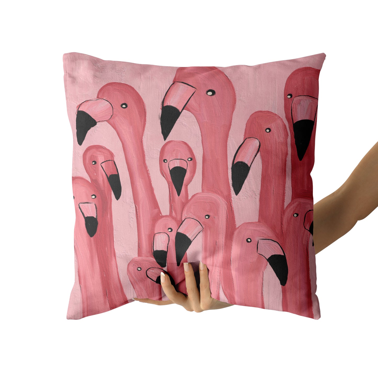 Throw Pillow with Cute Pink Flamingos