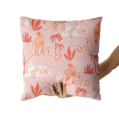 Pink Wildlife Artistic Throw Pillow