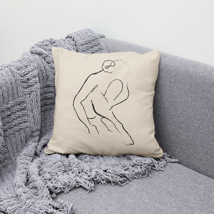 Picasso Sitting Woman Line Art Throw Pillow