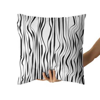 Black and White Line Art Pattern Throw Pillow