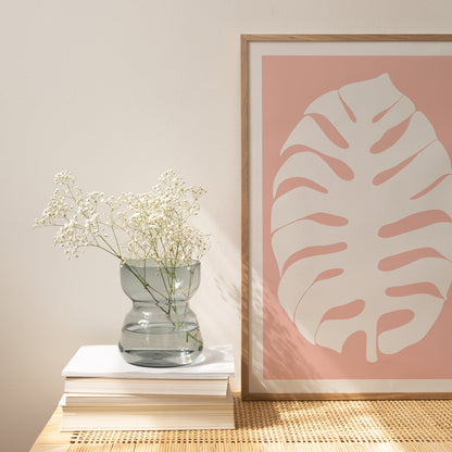 Pink Monstera Leaf Art Print