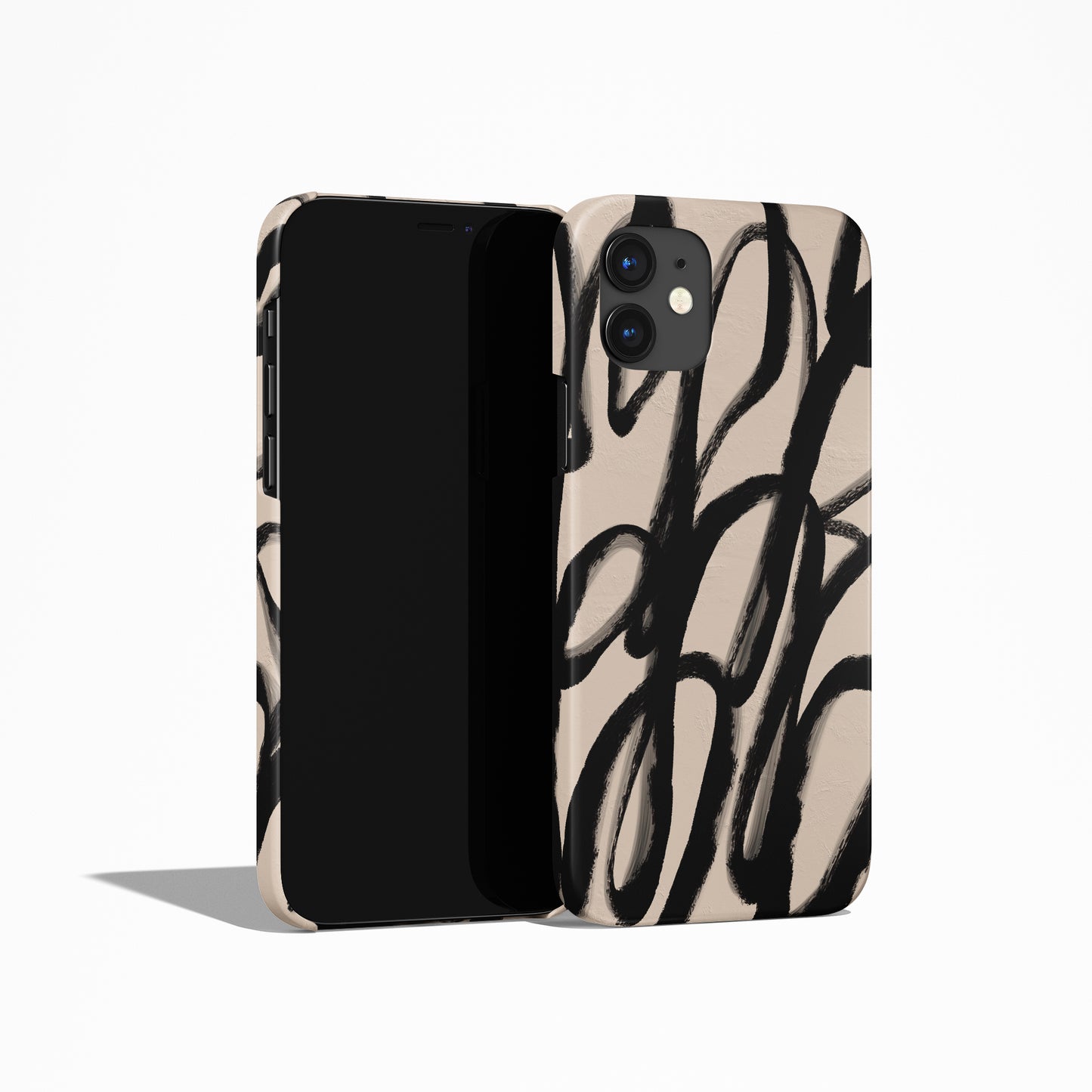 Modern Black Swirl Lines iPhone Case