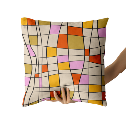 Retro Mondrian Abstract Throw Pillow