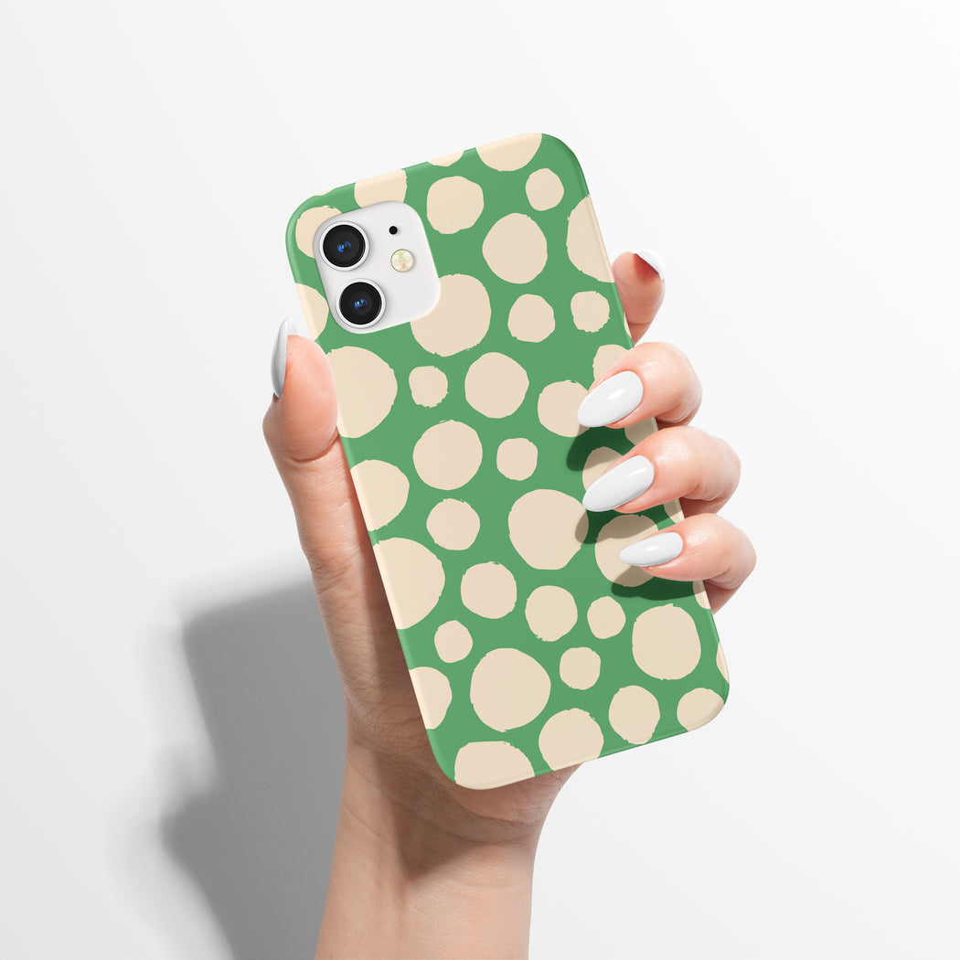 Green Retro Dots 60s Pattern iPhone Case