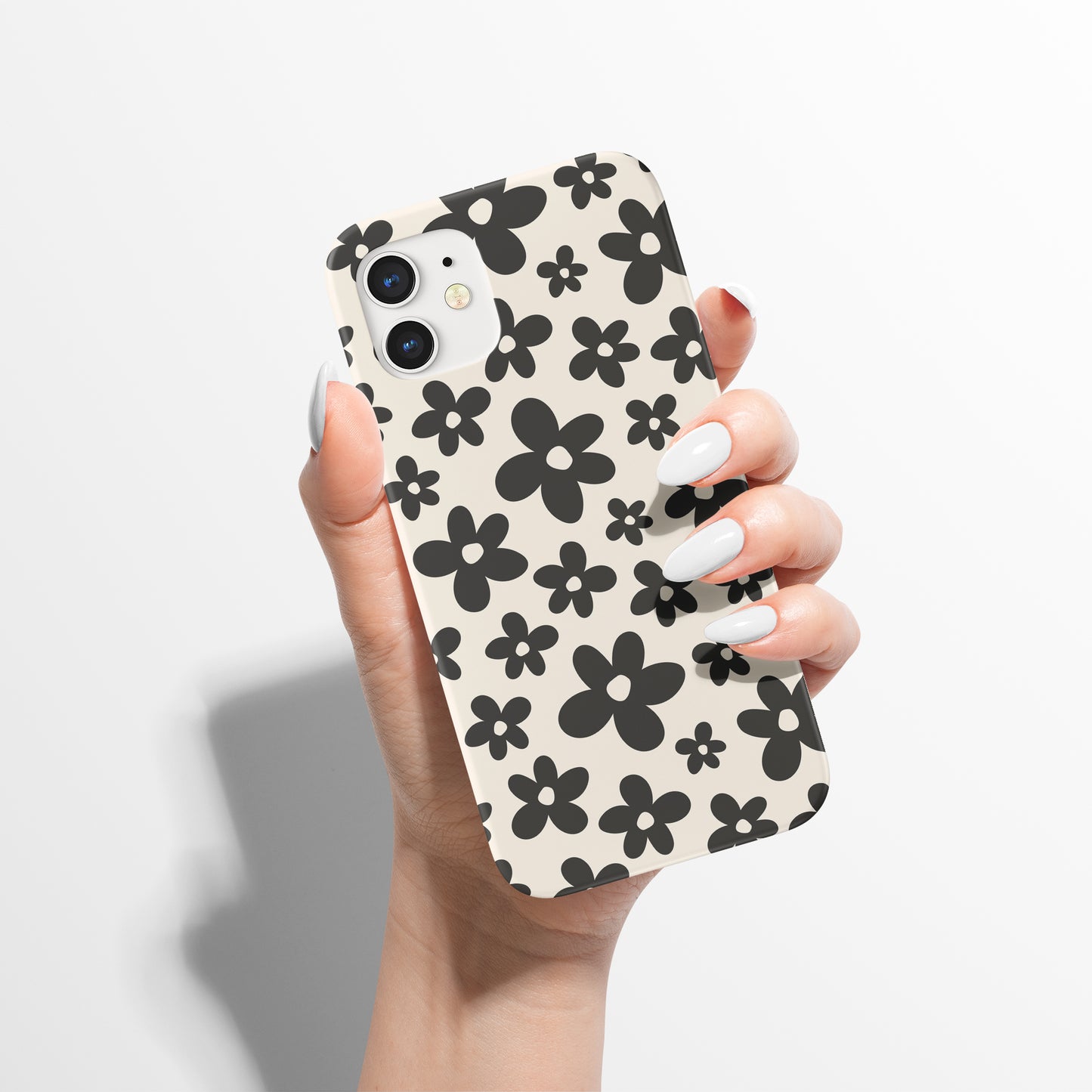 Black and White Retro Floral Art Print iPhone Case