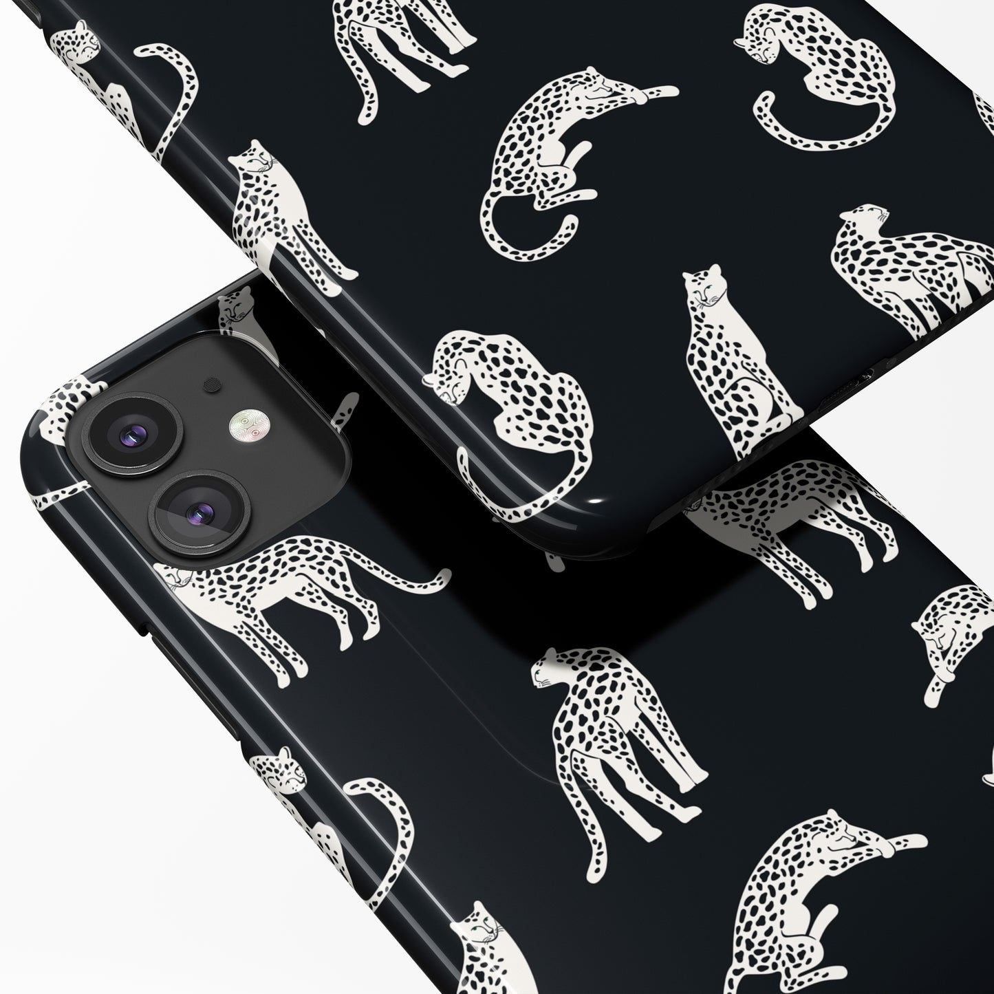 Black and White Cheetah Leopard Pattern iPhone Case